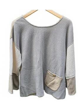 Margaret Winters Reversible Colorblock Lagenlook Knit Sweater With Pocket  M